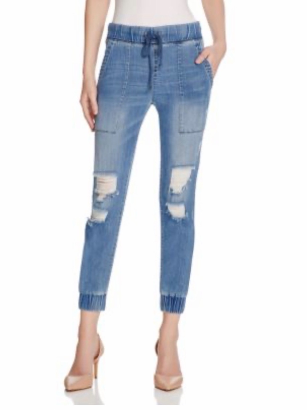 Bella Dahl Light Blue Distressed Ankle Jogger Jeans